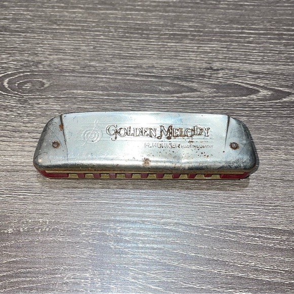 VINTAGE M. HOHNER GOLDEN MELODY Harmonica Key C Size 4”- 4.5” - Picture 2 of 8